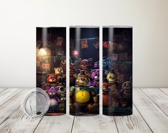 Fünf Nächte bei Freddys Tumbler wrap png, 20 oz Tumbler png, skinny Tumbler wrap, Horror-Gam Tumbler wrap, Spiel png, Becher und Becherverpackung