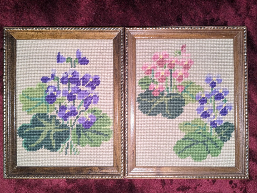 Crewel Flowers on Light Gold Embroidered Silk
