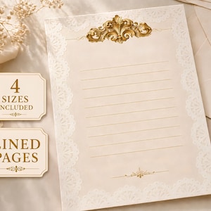 Vintage Writing Paper Printable | Romantic Rococo Stationery | Letter Paper Set | Multiple Sizes A4 A5 US Letter 5x7 | Journal Pages