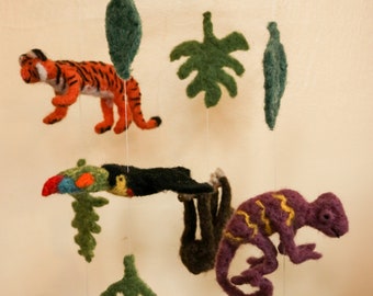 Jungle Animals Felted Mobile