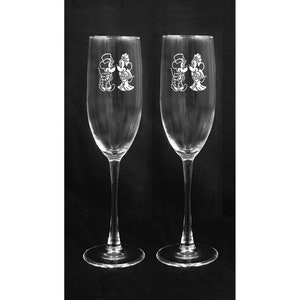 Engraved Mickey Minnie Mouse  Fairy Tale Disney Wedding Glasses and Knife Set Personalized FREE SHIPPING