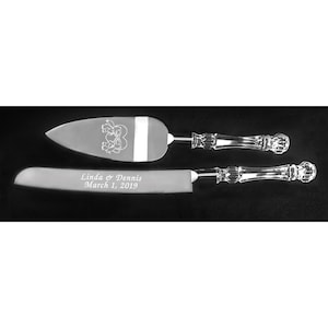 Engraved Stitch Angel Lilo Wedding Knife and cake server Set Personalized Free Shipping