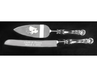 Engraved Beauty and the Beast Belle Tale as old as time Wedding Knife and cake server Set Personalized FREE SHIPPING