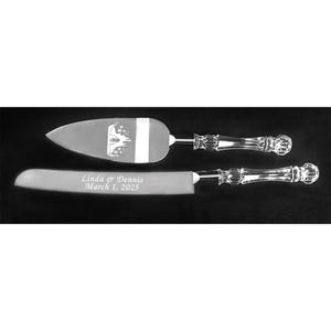 Engraved Tangled Rapunzel Wedding Knife and cake server Set Personalized Free Shipping