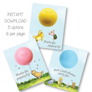 INSTANT DOWNLOAD  - Winnie the Pooh Eos Favor Classic Winnie-the-Pooh Baby Shower Party Favor - Winnie the Pooh Party - Eos Lip Balm Favor