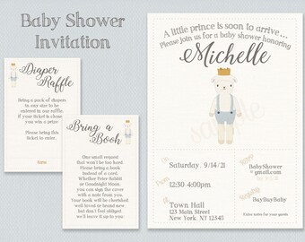 Lamb Baby Shower Invitation, Book Card, Diaper Raffle (Digital or Printed)