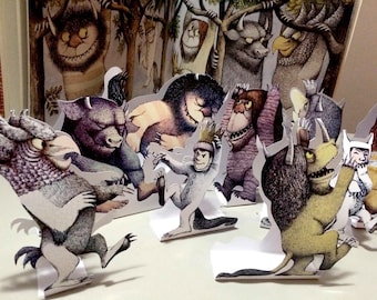 INSTANT DOWNLOAD - LARGE - Where the Wild Things Are Cut Out Stands - 8 Characters - Baby Shower Table Decorations - Decor