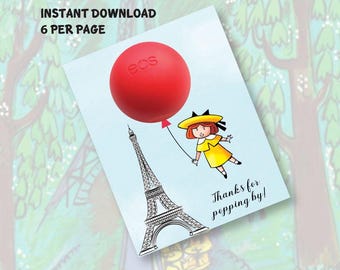 Madeline Baby Shower Favor Cards – Eos Lip Balm (Instant Download)