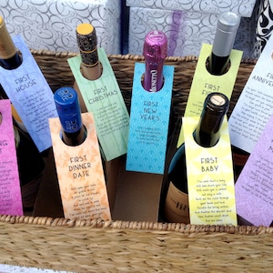 INSTANT DOWNLOAD - Door Knob Milestone Wine Tags Bridal Shower Wine Tags - Firsts Wine Tags - Bridal Shower, Bachelorette Gift