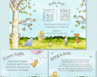 Winnie the Pooh Baby Shower Invitation – Classic Design (Digital or Printed)