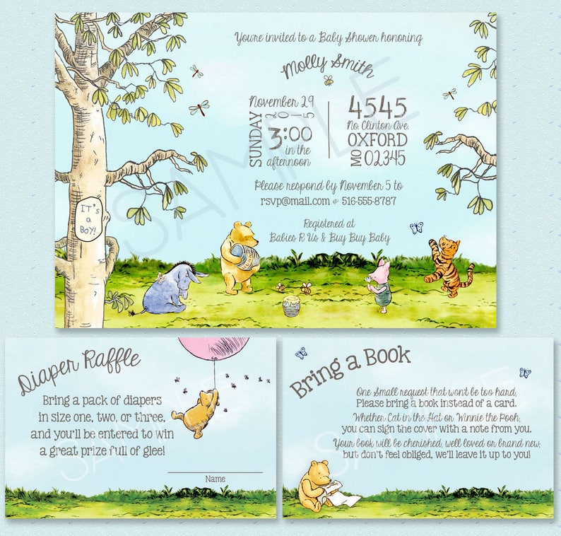 eeyore baby shower invitations