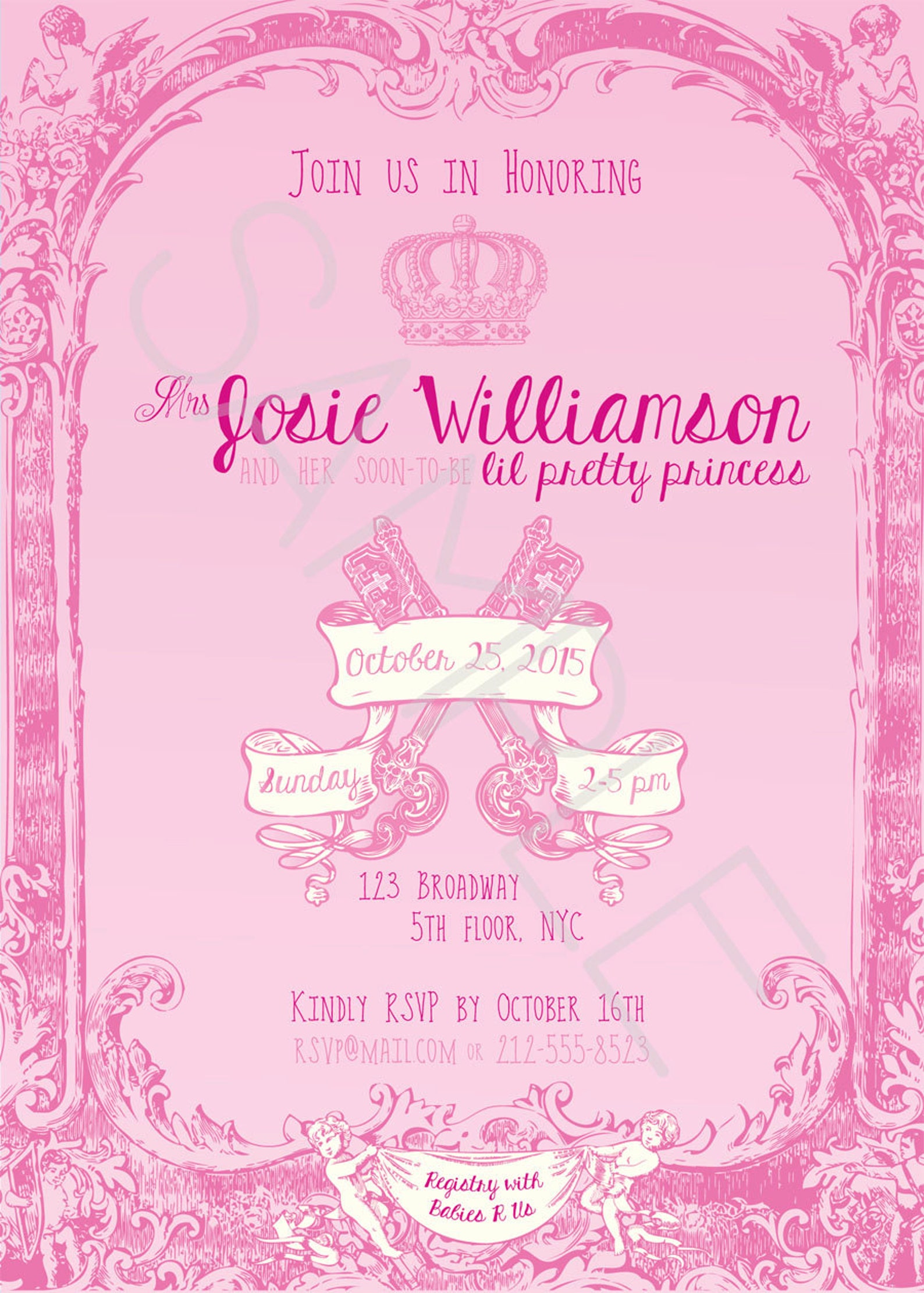 Royal Prince Baby Shower Invitation Girl Princess Invitation Etsy