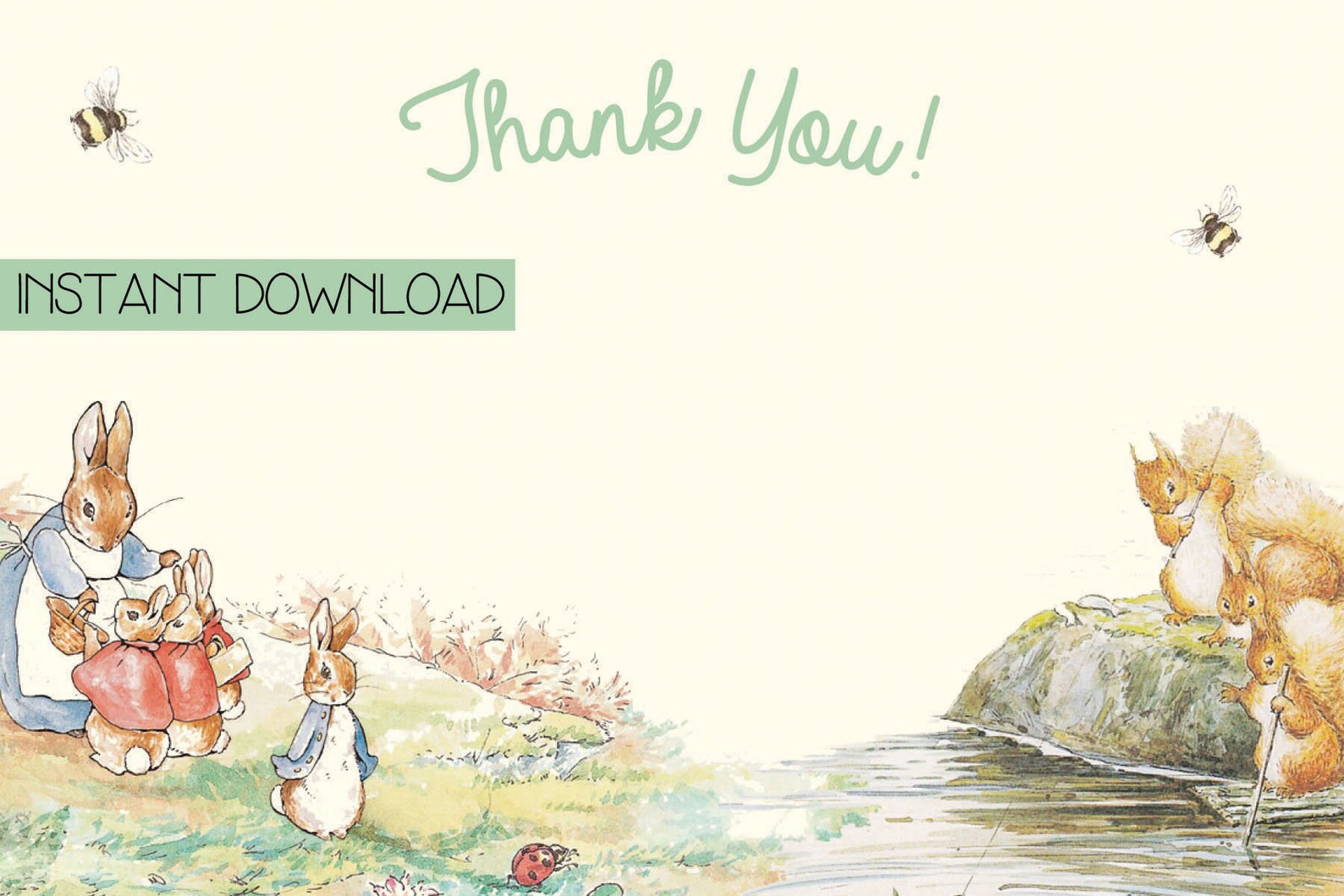 INSTANT DOWNLOAD Peter Rabbit Baby Shower Thank You Card - Etsy