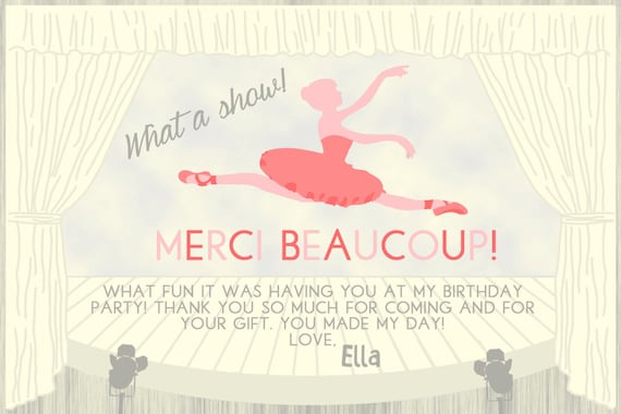 Francais Ballerine Merci Danse Piaf Merci Carte La Fille Etsy