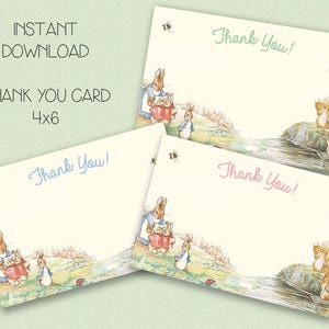 INSTANT DOWNLOAD - Peter coniglio Baby doccia grazie cartolina Vintage Beatrix Potter tema, invito - BLANK