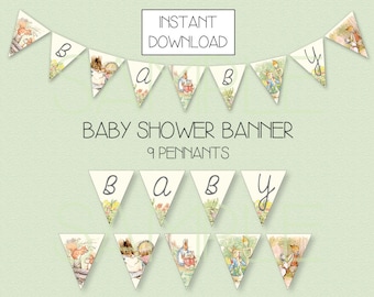 INSTANT DOWNLOAD - Peter Rabbit Banner - Peter Rabbit Baby Shower Banner - Beatrix Potter Banner - Peter Rabbit Decorations