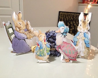 INSTANT DOWNLOAD MEDIUM - Peter Rabbit Cut Out Stands - 12 Characters - Baby Shower Table Decorations - Beatrix Potter Peter Rabbit Stands