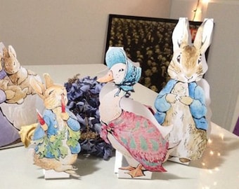 INSTANT DOWNLOAD - LARGE - Peter Rabbit Decorations Cut Out Stands - Peter Rabbit Jemima Puddleduck -Baby Shower Table Peter Rabbit Party