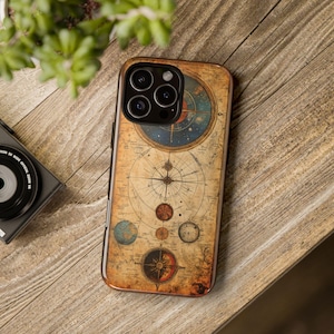 Oude kaart van de hemelse astronomie, stoer telefoonhoesje geschikt voor iPhone 16,15,14 Plus, 13,12,11,XR, Samsung S24, S23, S22, S21, Pixel 8