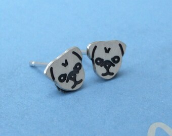 Pug Jewelry // Sterling Silver Earrings - Playful design