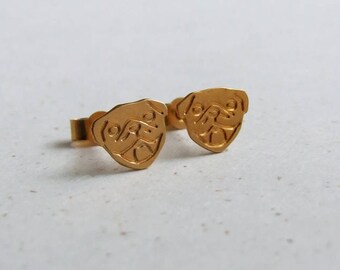 Pug Earrings // 24 carat gold plated jewelry - Laughing design