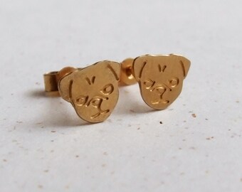 Pug Earrings // 24 carat gold plated jewelry - Playful design