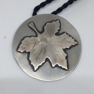 Maple leaf silver pendant- for every day dress, wonderful gift.