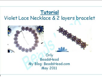 Step-by-Step pdf Tutorial - Lace violet necklace and bracelet