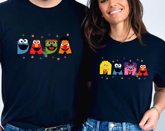 Sesame Family Birthday Shirts: Custom Character Matching Tees