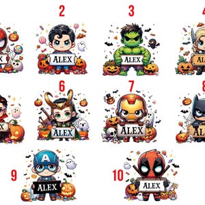 Personalized Superhero Halloween Tote Bag, One Sided Trick or Treat Bag, Kids Candy Bag, Candy Sack, Custom Name Halloween Treat Bag zdjęcie 2