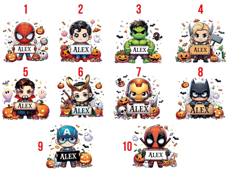 Personalized Superhero Halloween Tote Bag, One Sided Trick or Treat Bag, Kids Candy Bag, Candy Sack, Custom Name Halloween Treat Bag zdjęcie 2
