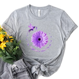Alzheimer's Awareness T-Shirt: Purple Flower, Support Gift