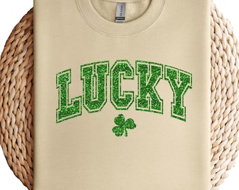 St. Patrick's Day Lucky Glitter Sweatshirt - Women's Crewneck