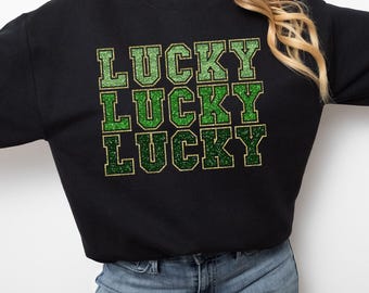 St. Patrick's Day Lucky Glitter Sweatshirt