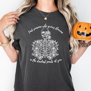 Skeleton Flowers Graphic Tee: Inspirational Love Shirt