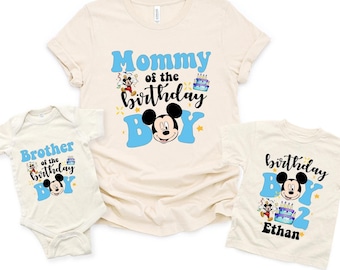 Mickey Birthday Boy Shirt, Disney Birthday T-Shirt, Custom Name and Age Birthday Boy, Birthday Family Vacation Tee, Mickey Mouse Party Tee