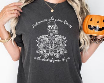 Skeleton Flowers Graphic Tee: Inspirational Love Shirt