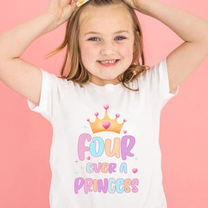 Princess 4th Birthday Shirt: Personalized Four Year Old Girl Tee