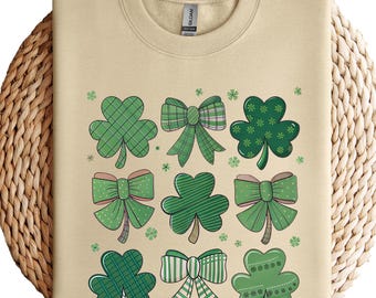 St. Patrick's Day Sweatshirt: Lucky Shamrock Tee, Retro Coquette Style