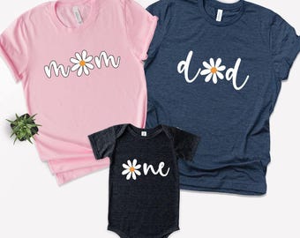 Daisy First Birthday Outfit: Wild One Shirt, Family Birthday Tee