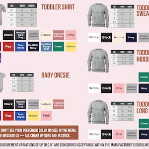 a variety of children's clothing items, including toddler shirts and sweatshirts, with different sizes and colors available.