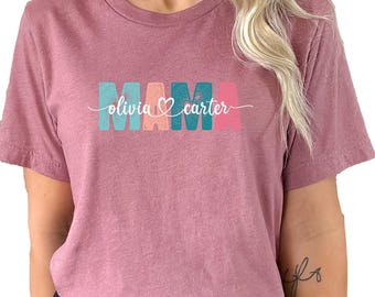 Custom Mama Shirt: Personalized Mom T-shirt with Children Names
