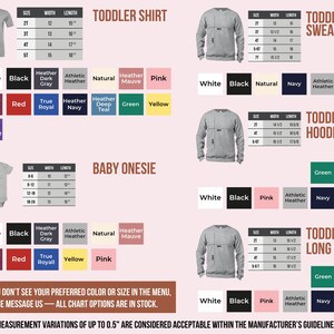 a variety of children's clothing items, including toddler shirts and sweatshirts, with different sizes and colors available.