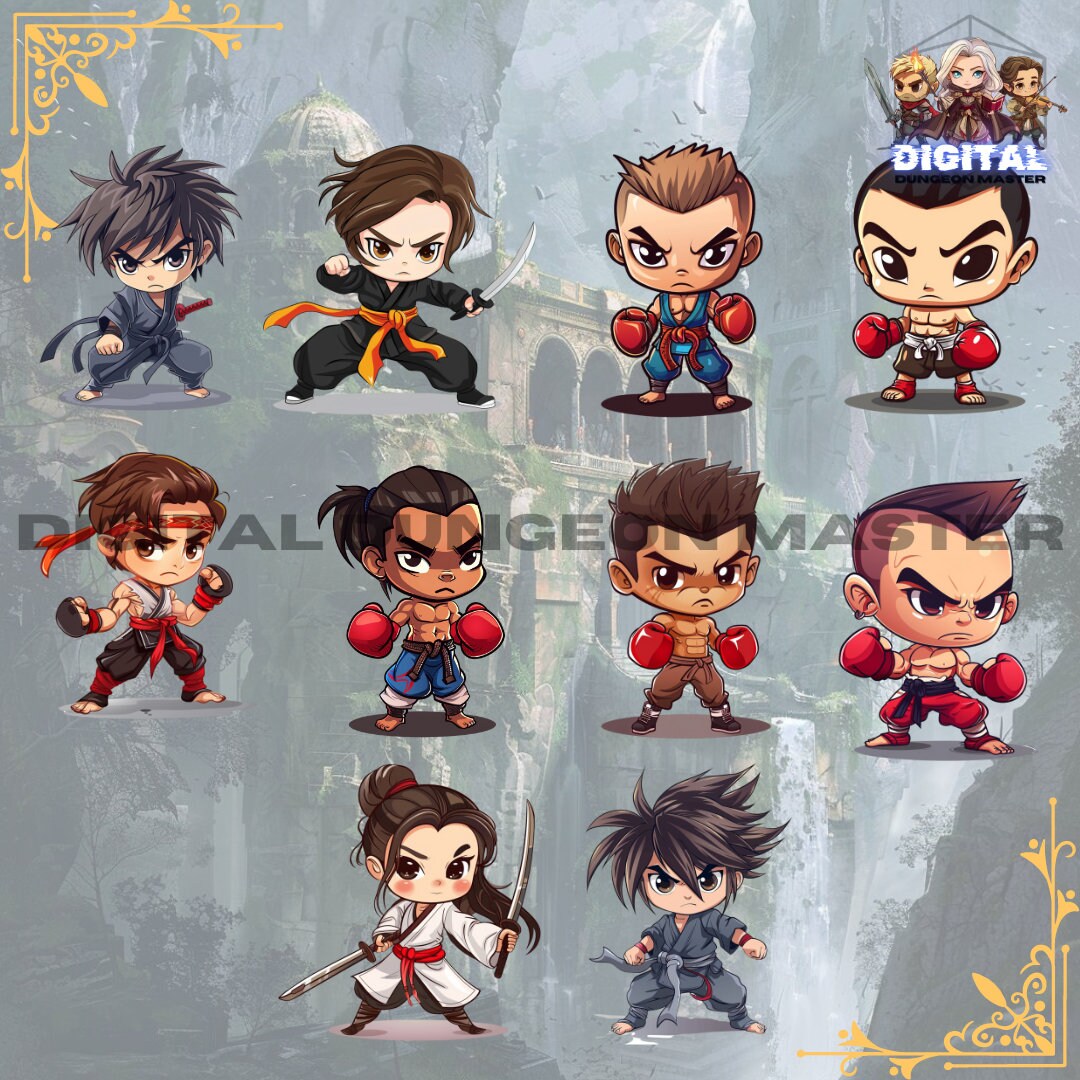 Dnd Monk Character Token Bundle - Monks 1 - 20 Clip Art Designs for ...