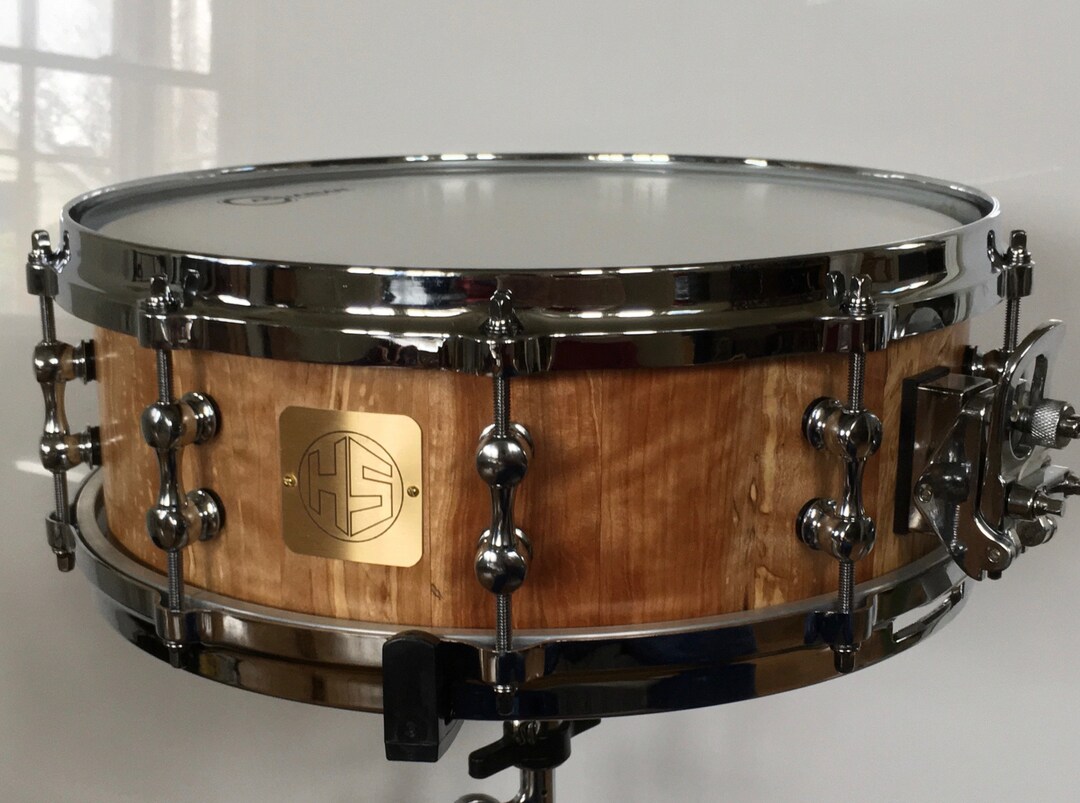 Snare Drum, Figured Birch, Stave Construction, Reinforcement Rings