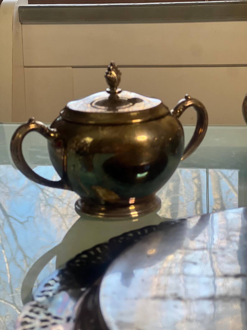 Vintage 13inch Silver Tray/serving Plate With Home Decorators, Inc. Silver Tea Set - Etsy