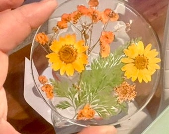 Dessous de verre fleurs pressées