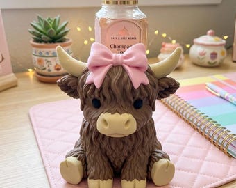 3D Printed Highland Cow Soap Holder with Choice of Bow Color