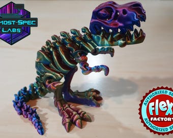 Esqueleto de dinossauro T-Rex impresso em 3D: design de fábrica flexível articulada