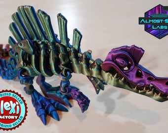 Esqueleto flexível impresso em 3D de dinossauro espinossauro: decoração de exibição articulada